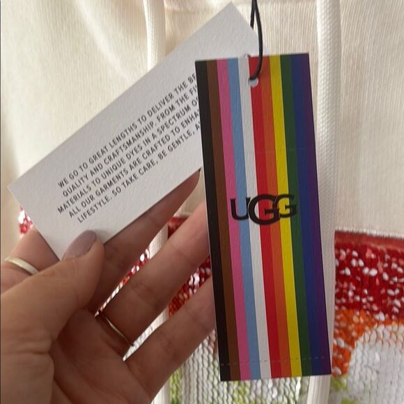 UGG PRIDE 🆕 Women's Cream Hoodie Sweater sequins rainbow 🌈 sweatshirt - Picture 6 of 10